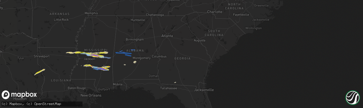 Hail map in Georgia on March 3, 2020