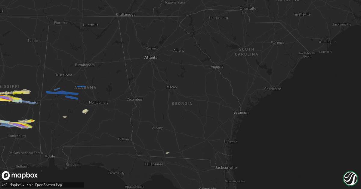 Hail map in Georgia on March 3, 2020