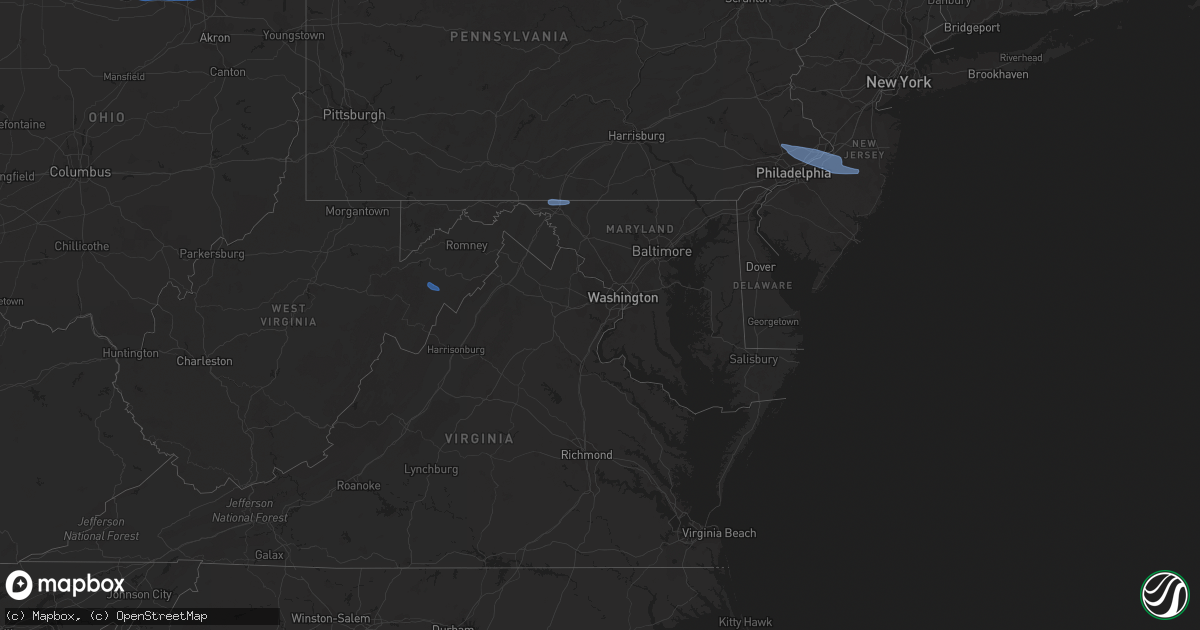 Hail map in Maryland on March 3, 2020