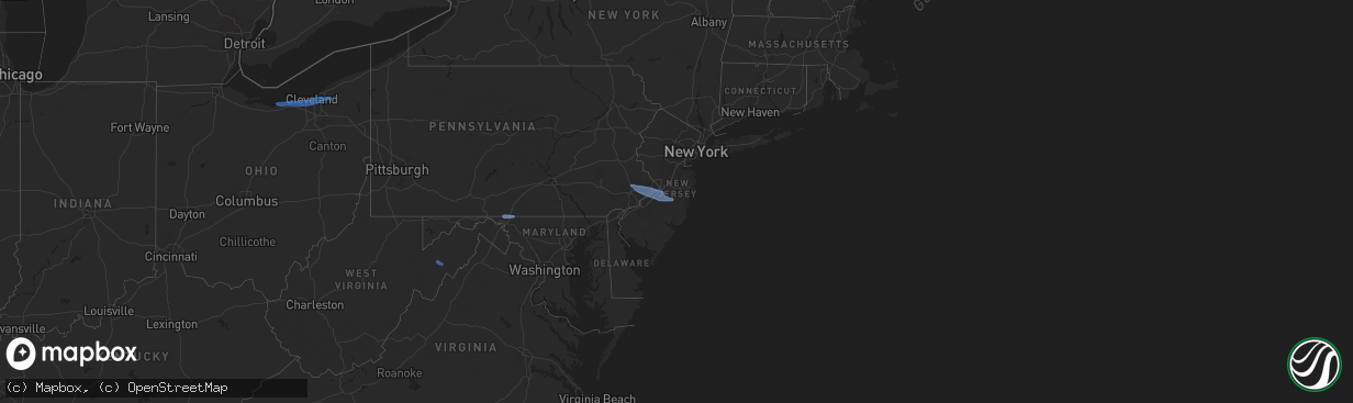 Hail map in New Jersey on March 3, 2020