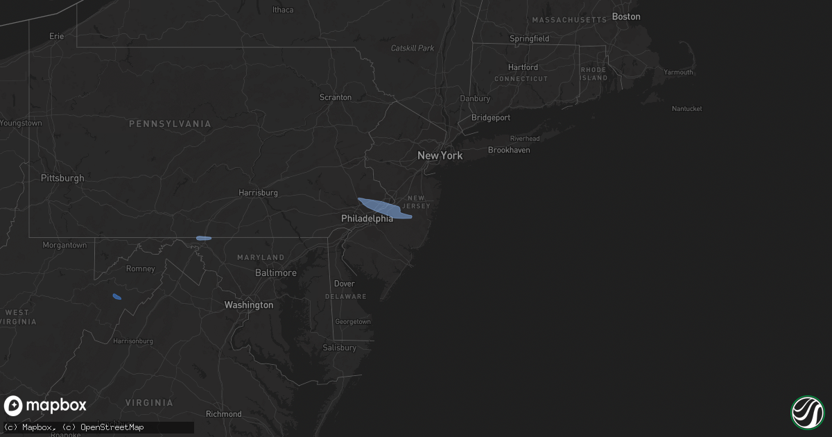 Hail map in New Jersey on March 3, 2020