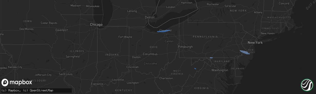 Hail map in Ohio on March 3, 2020