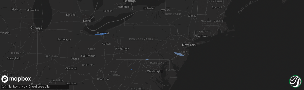 Hail map in Pennsylvania on March 3, 2020