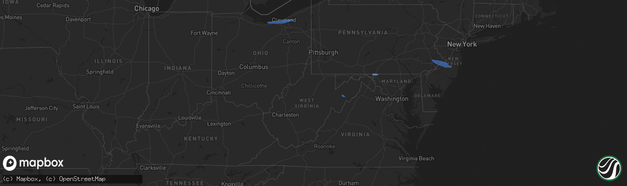 Hail map in West Virginia on March 3, 2020