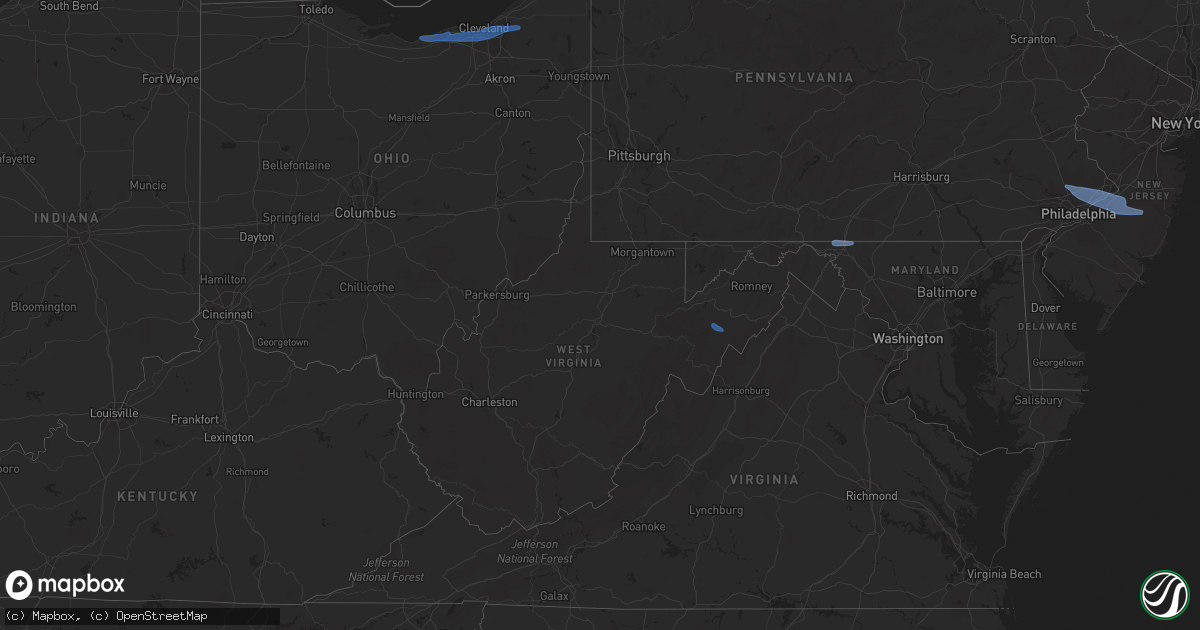Hail map in West Virginia on March 3, 2020