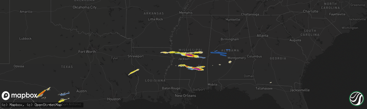 Hail map on March 3, 2020