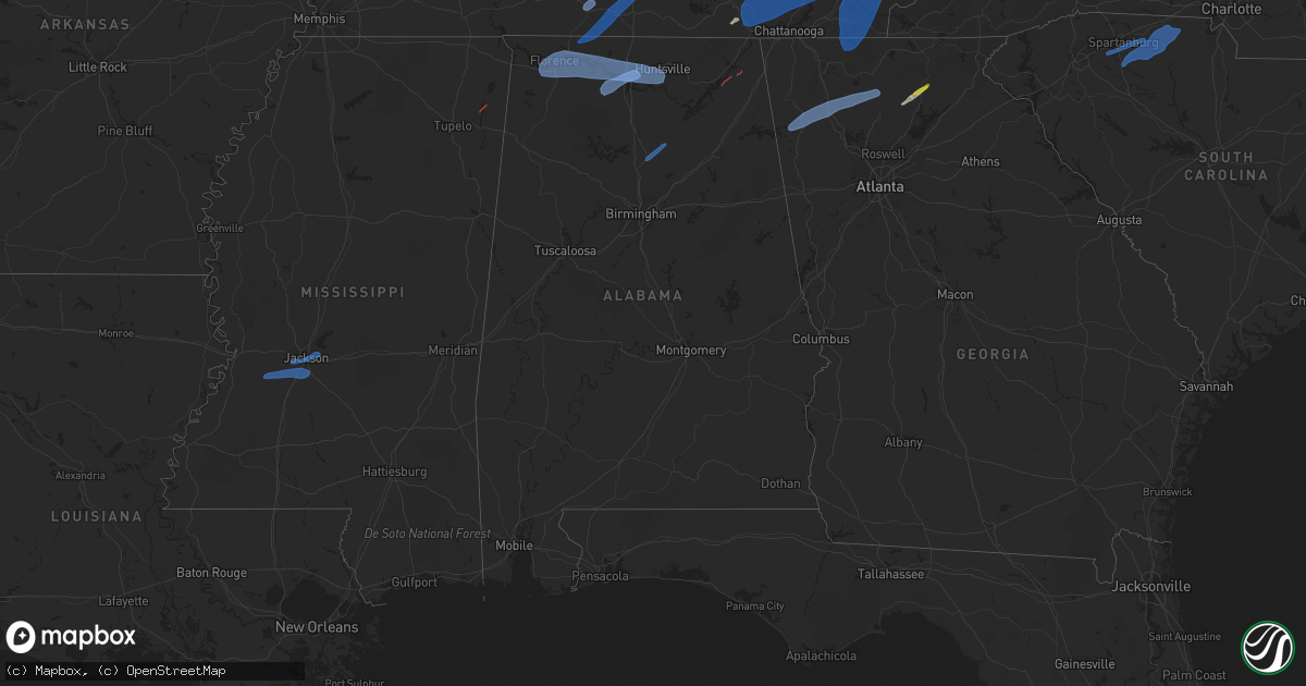 Hail map in Alabama on March 3, 2023
