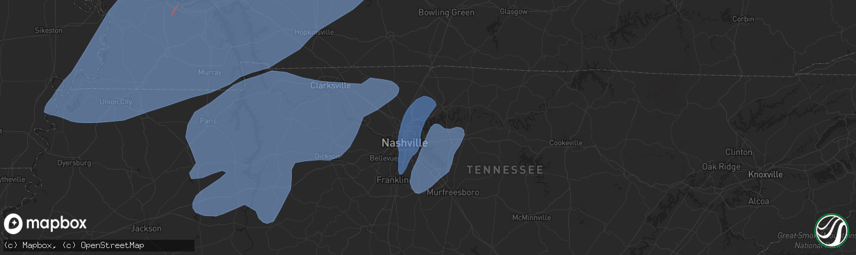 Hail map in Birmingham, AL on March 3, 2023