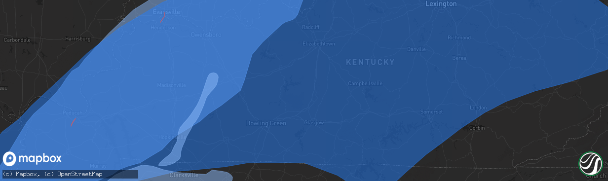 Hail map in Clarksville, TN on March 3, 2023