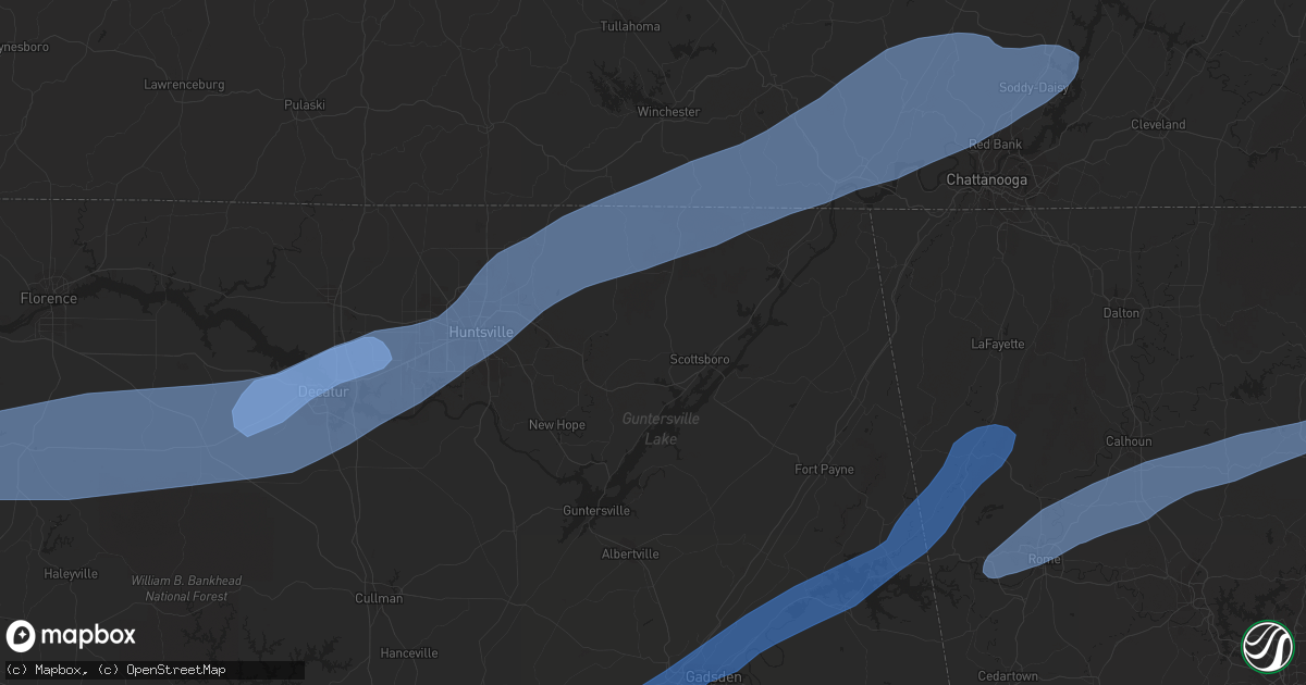 Hail map in Gadsden, AL on March 3, 2023
