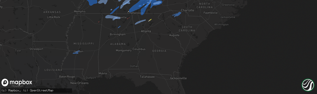 Hail map in Georgia on March 3, 2023