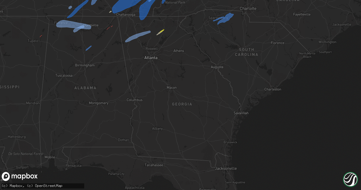 Hail map in Georgia on March 3, 2023