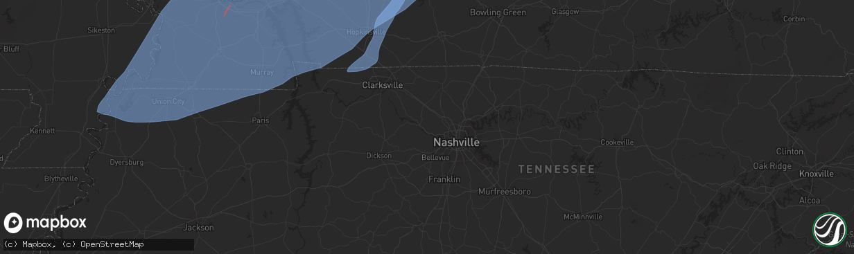 Hail map in Henderson, KY on March 3, 2023