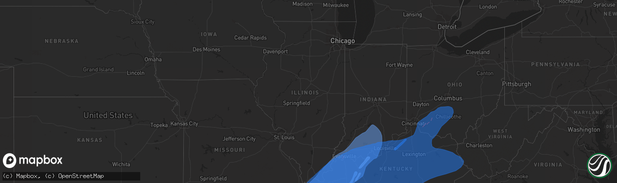Hail map in Illinois on March 3, 2023