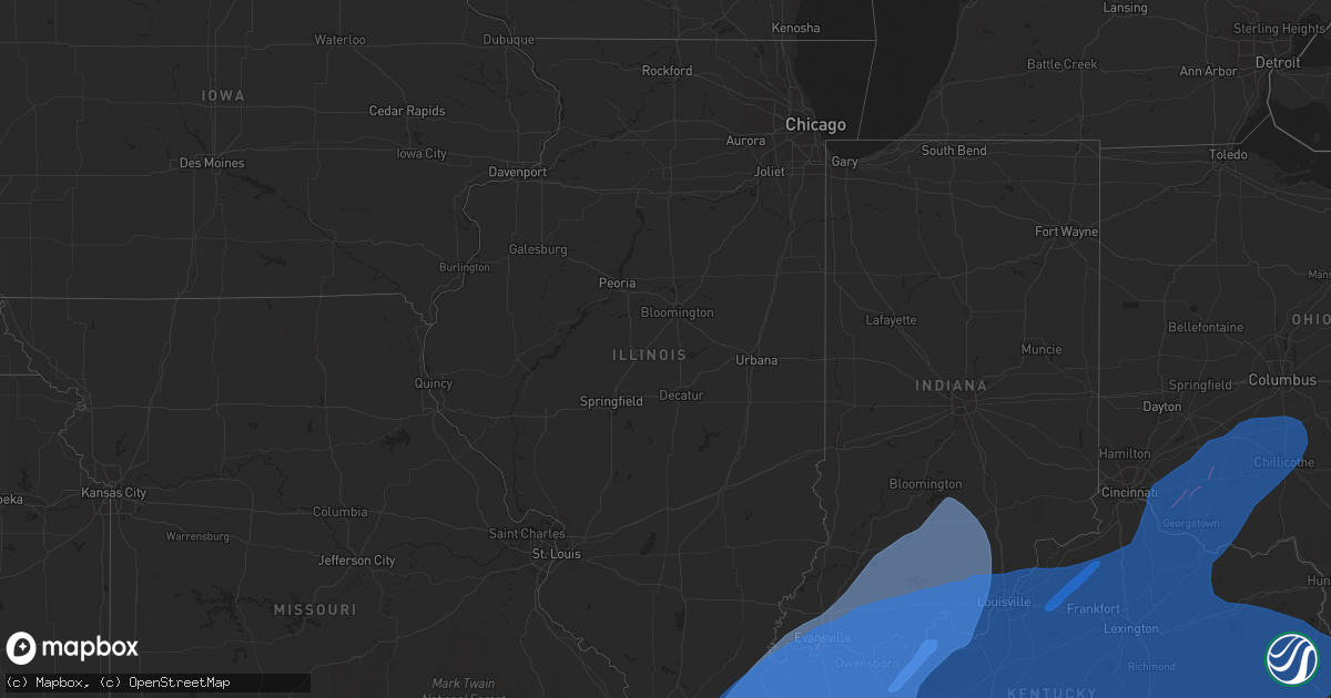 Hail map in Illinois on March 3, 2023