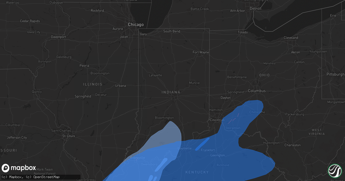 Hail map in Indiana on March 3, 2023