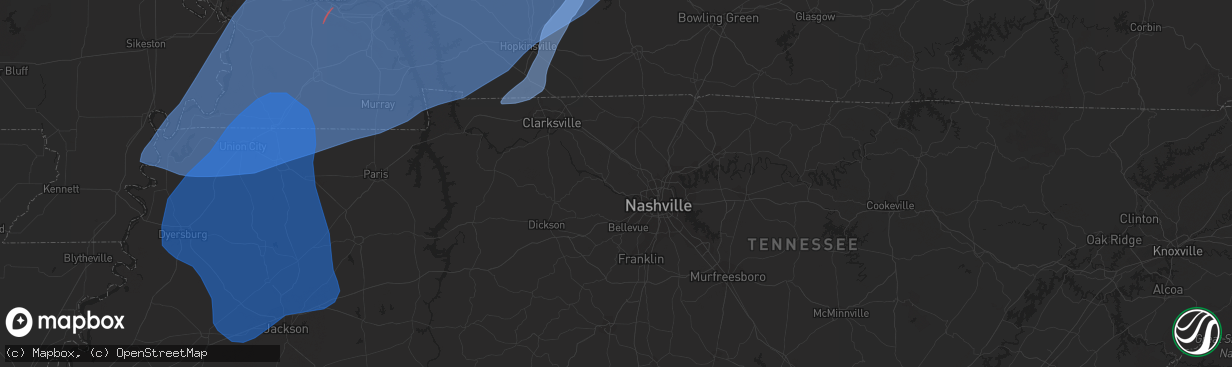 Hail map in Jackson, TN on March 3, 2023