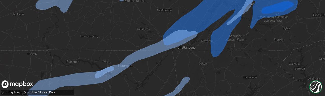 Hail map in Madison, AL on March 3, 2023