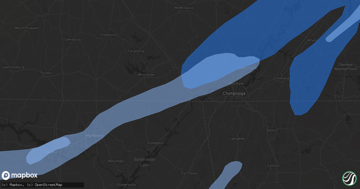 Hail map in Maryville, TN on March 3, 2023