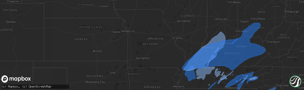Hail map in Missouri on March 3, 2023