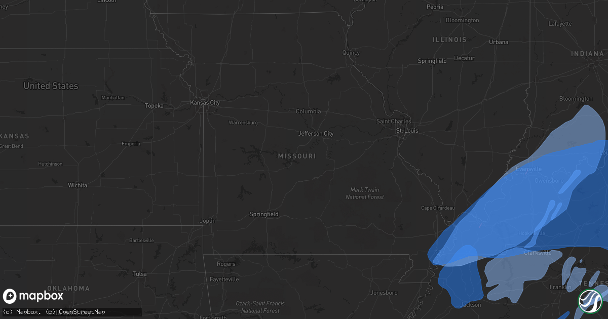 Hail map in Missouri on March 3, 2023