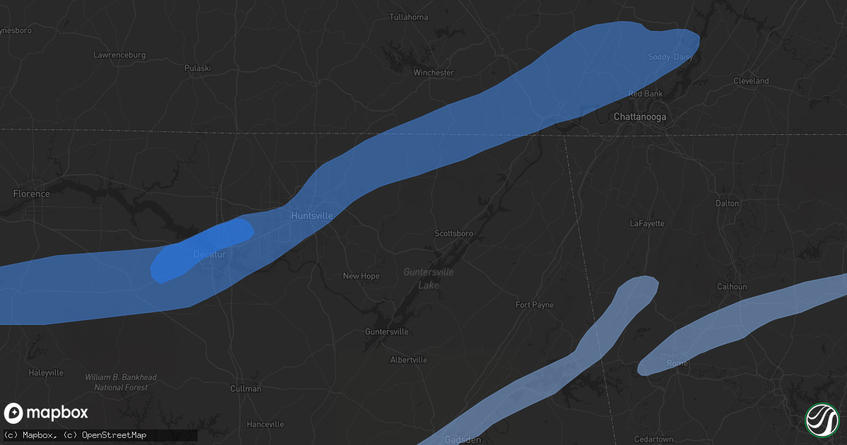Hail map in Moulton, AL on March 3, 2023