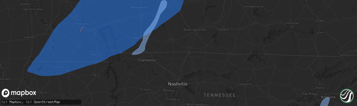 Hail map in Murray, KY on March 3, 2023