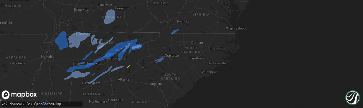 Hail map in North Carolina on March 3, 2023