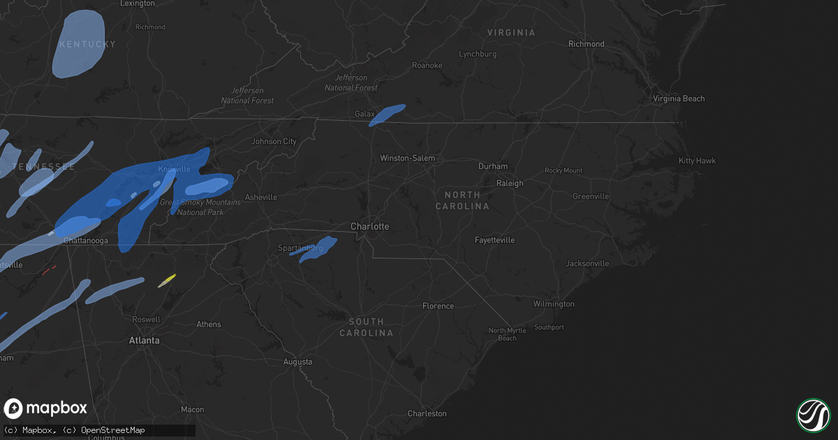 Hail map in North Carolina on March 3, 2023