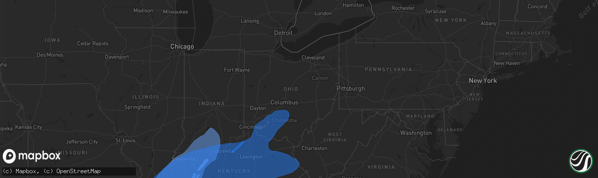 Hail map in Ohio on March 3, 2023