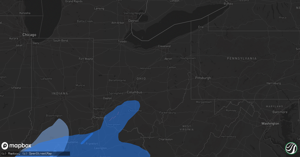 Hail map in Ohio on March 3, 2023