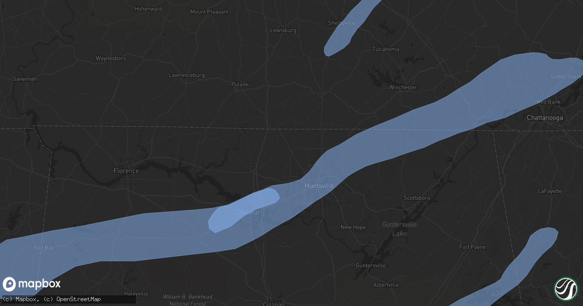 Hail map in Russellville, AL on March 3, 2023