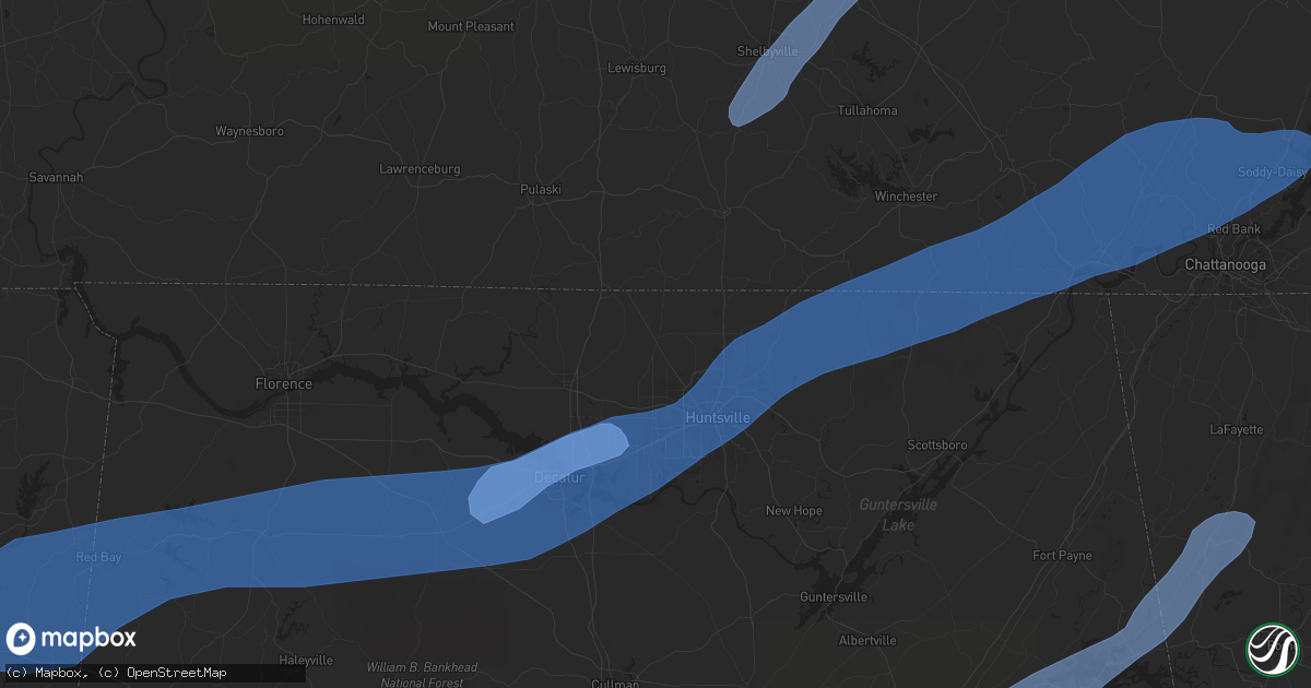 Hail map in Shelbyville, TN on March 3, 2023