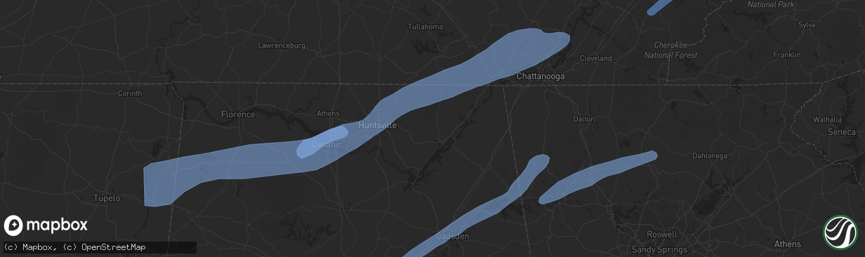 Hail map in Soddy Daisy, TN on March 3, 2023