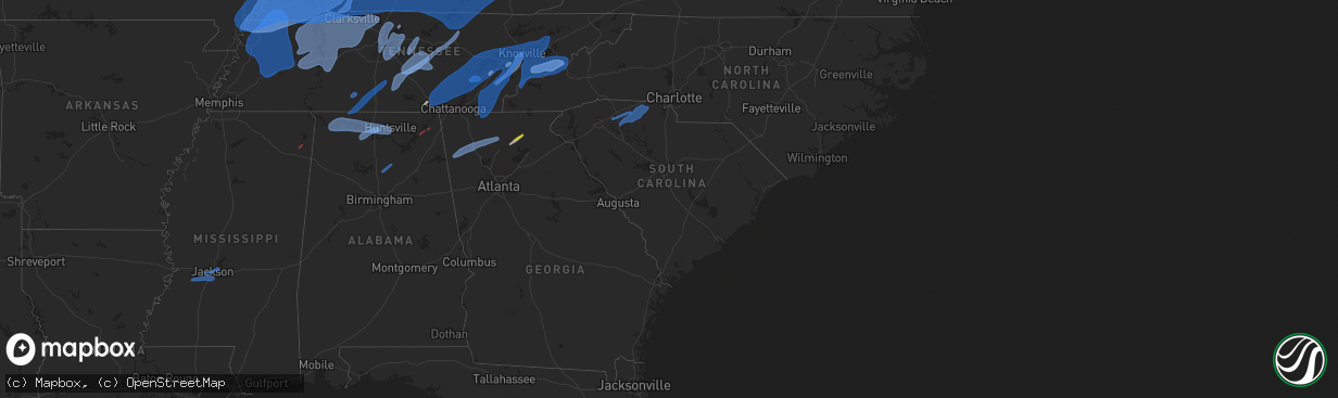 Hail map in South Carolina on March 3, 2023
