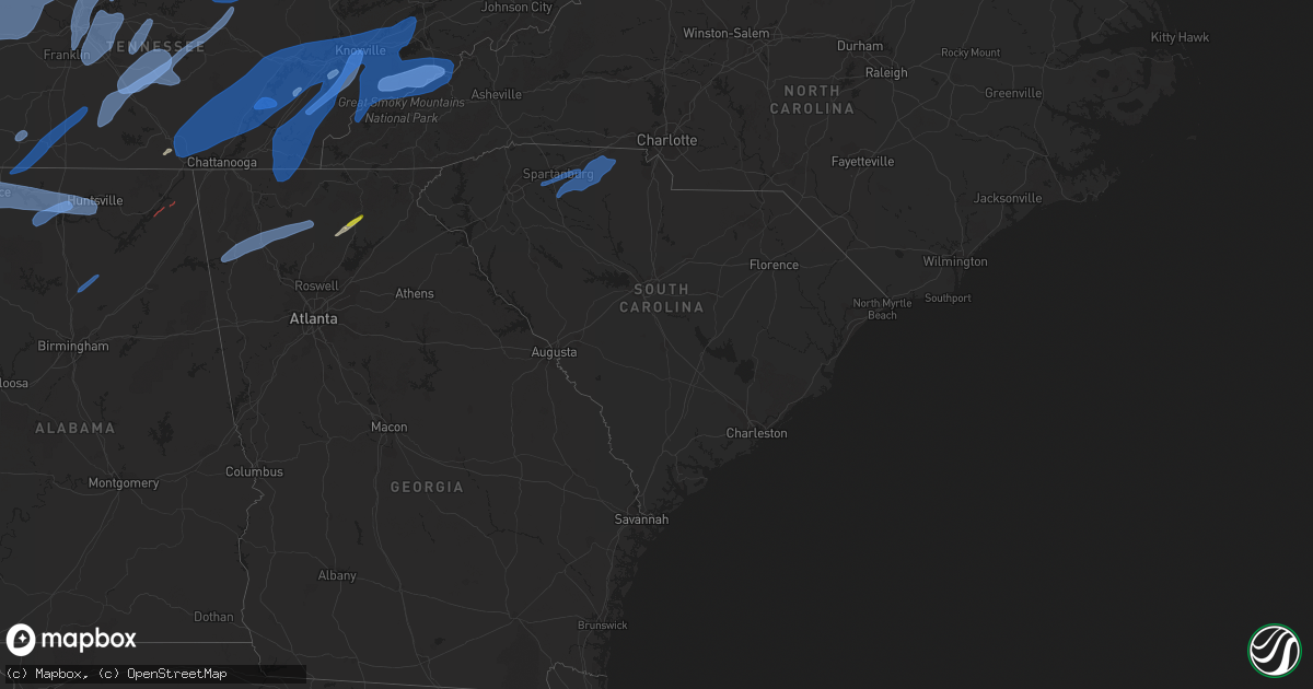Hail map in South Carolina on March 3, 2023