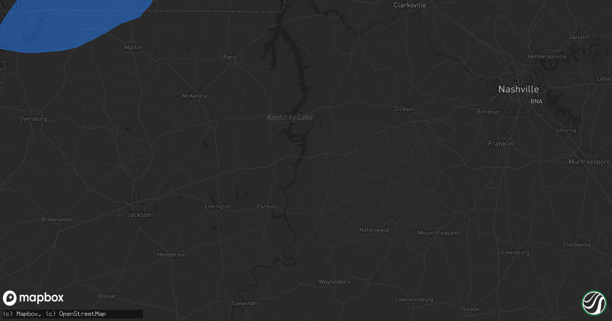 Hail map in Union City, TN on March 3, 2023