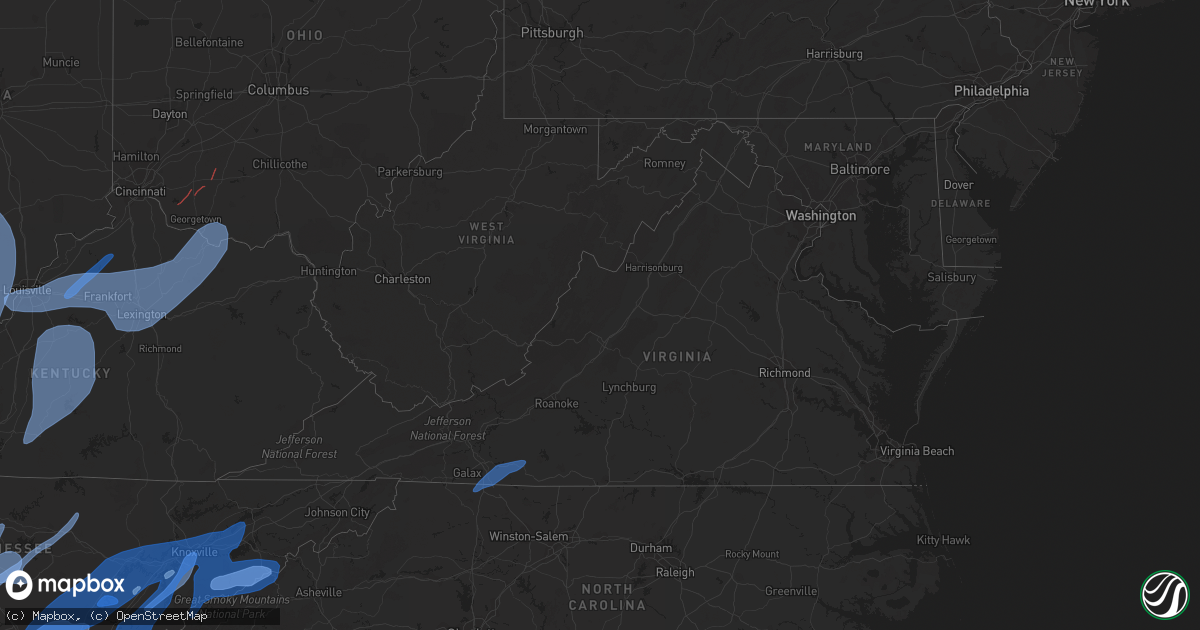 Hail map in Virginia on March 3, 2023