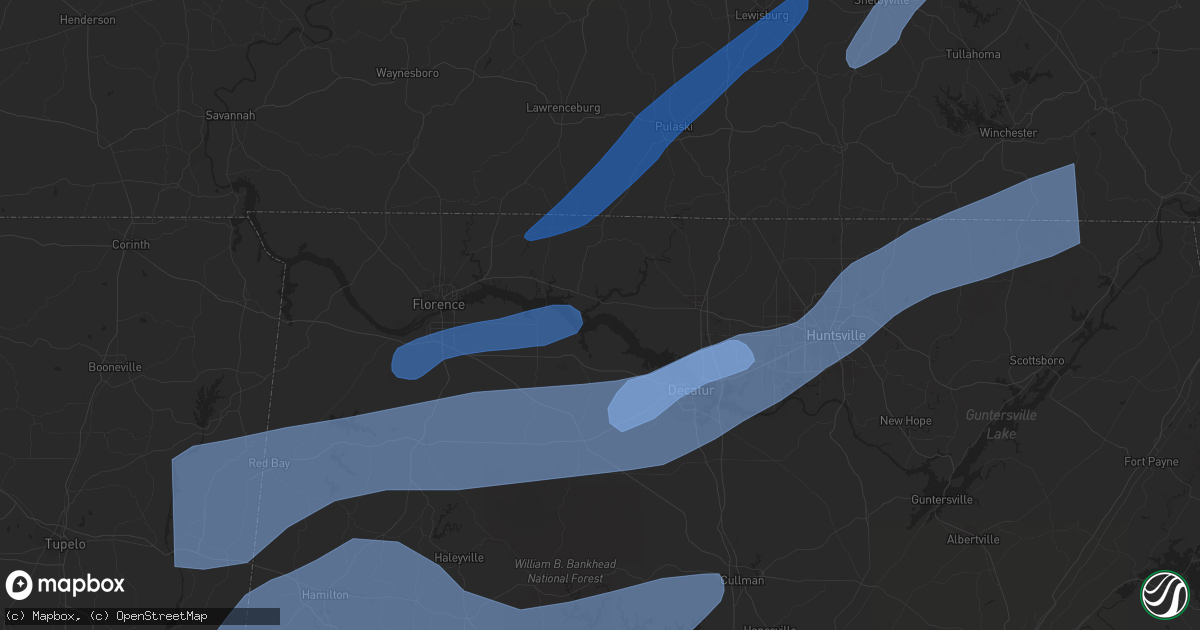 Hail map in Winfield, AL on March 3, 2023