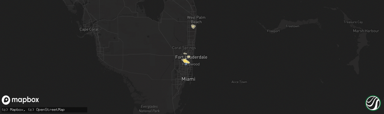 Hail map in Fort Lauderdale, FL on March 3, 2024