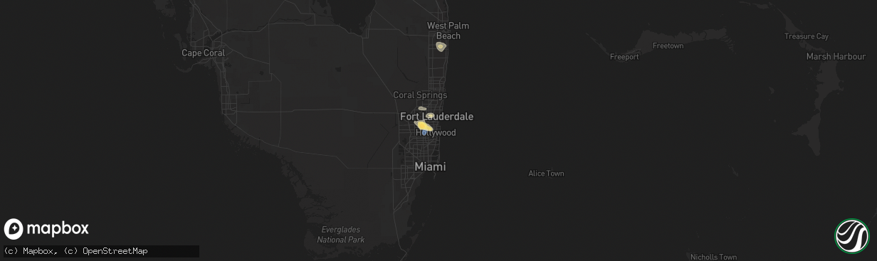 Hail map in Hollywood, FL on March 3, 2024