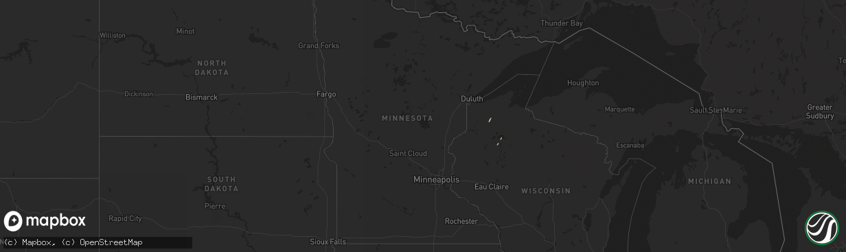 Hail map in Minnesota on March 3, 2024