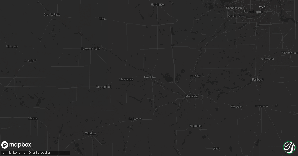 Hail map in New Ulm, MN on March 3, 2024