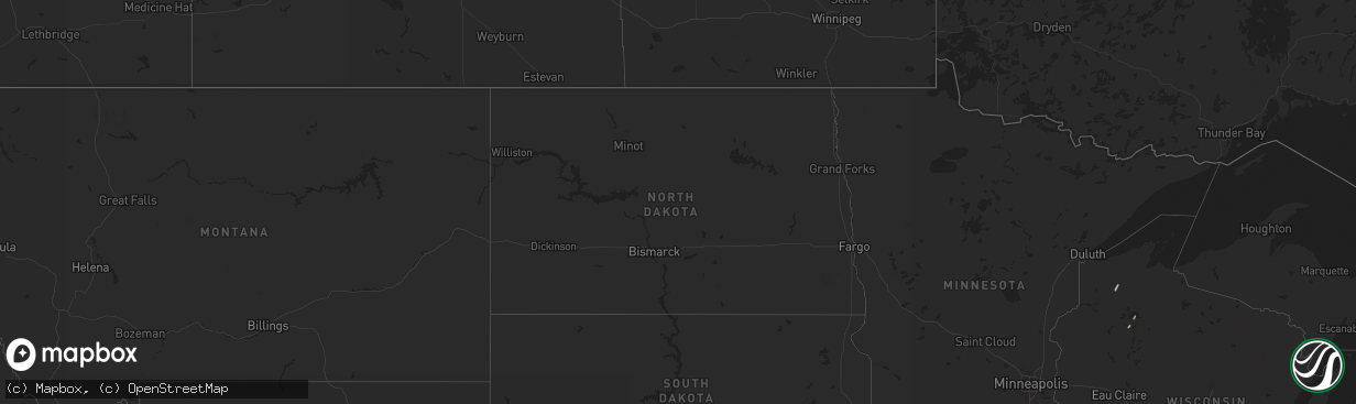 Hail map in North Dakota on March 3, 2024