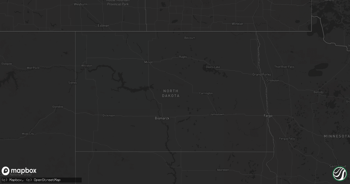 Hail map in North Dakota on March 3, 2024