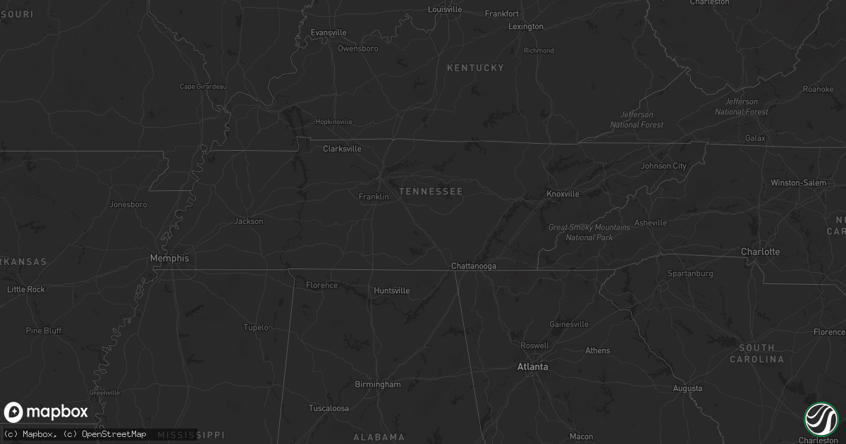 Hail map in Tennessee on March 3, 2024