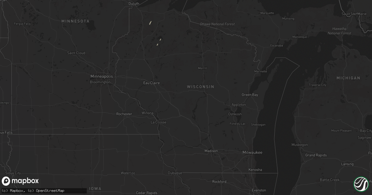 Hail map in Wisconsin on March 3, 2024