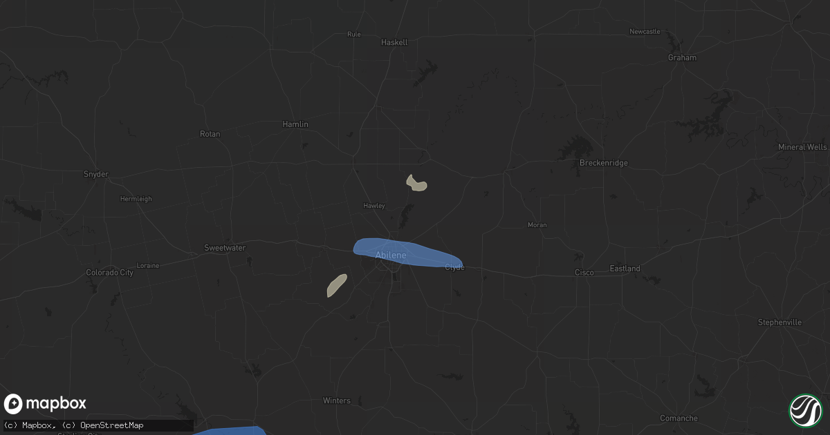 Hail map in Abilene, TX on March 3, 2025