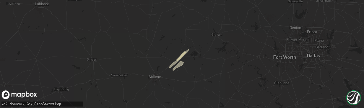 Hail map in Albany, TX on March 3, 2025