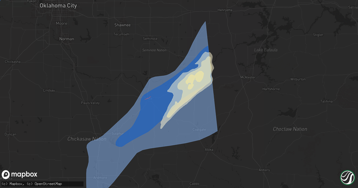 Hail map in Allen, OK on March 3, 2025